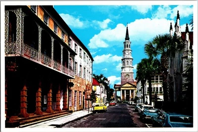 Continental Postcard- Along Church Street- Charleston, South Carolina- CD13 - Image 1 of 2