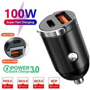 Auto 100-200W Dual Port Mini USB Ladegerät Ultra Schnellladen Zigarettenanzünder So - Bild 1 von 15