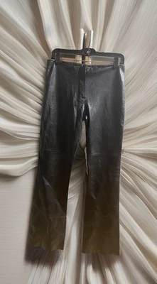 Vintage Y2K BEBE Black Genuine Leather Pants Women’s  Mid Rise Flare Size 6 - Image 1 of 4