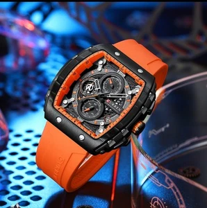 CURREN wasserdichte quadratische Herren-Armbanduhren Datum Sport Silikonarmband 47 mm - Bild 1 von 16