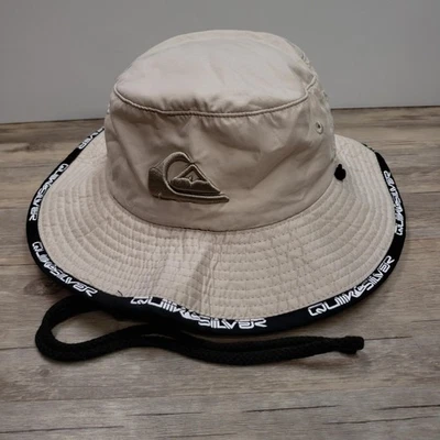 Шляпа Quiksilver ведро ремень назад мальчиков желтовато-коричневый широкополый солнце серфинг логотип молодежи пляж - Изображение 1 из 4