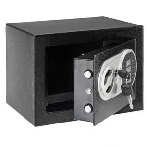 Caja fuerte placa de acero con contraseña electrónica mejorada para uso doméstico 17E dinero negro, llave - Imagen 1 de 13