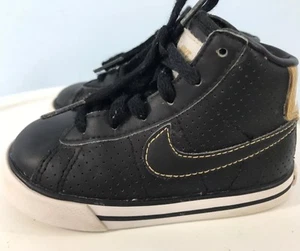 Nike Infant High Top Shoe Sneakers 6C Black Gold 2013 386417-001 - Picture 1 of 12
