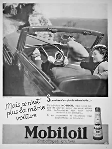 PUBLICITÉ DE PRESSE 1935 HUILE MOBILOIL EMBALLAGES GRATUITS AUGMENTANT LONGÉVITÉ - Picture 1 of 1