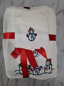 Revere Mills Christmas Snowman Embroidered Towels Gift Set (Set of Three) - Picture 1 of 5