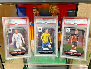 3 Card LOT 2016 PANINI PRIZM UEFA EURO SOCCER IBRAHIMOVIC, ROONEY, DE BRUYNE PSA - Picture 1 of 24