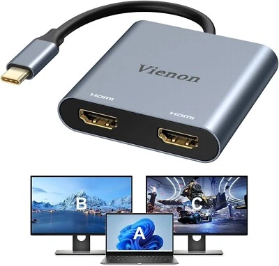 vienon USB C to Dual HDMI Adapter 4K@60hz, Type C to HDMI 2 IN 1 Dual HDMI - Image 1 of 4