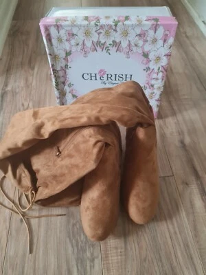 New Women's Shoes Cherish Brown Thigh High Lace Up Stiletto Boot Size - 9 - Image 1 of 4