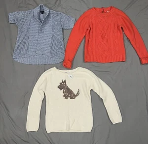 Lot Of 3 Girls Sweaters Gap SZ XXL White Sequin Schnauzer SS Cardigan Arizona XL - Picture 1 of 6
