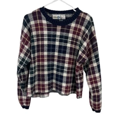 Vintage Paul Harris Size Large Crop Plaid Cropped Sweater 100% Cotton - Image 1 of 4
