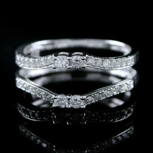 2 Ct Round Cut Simulated Diamond 14K White Gold Finish Gift Enhancer Silver Ring - Picture 1 of 10