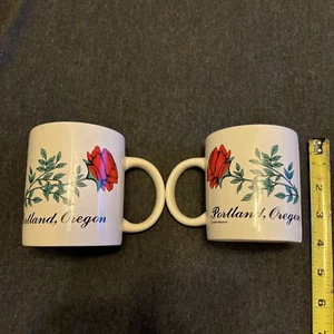 Lot of 2 Vintage Portland Oregon Smith Western Mug Cup City Of Roses Garden PDX - Picture 1 of 5