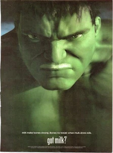 2003 Incredible Hulk got Milk? Print Ad Bones No Bread When Hulk Drink Milk - Picture 1 of 1