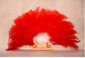 Feather Fan Marabou Fan Dance Fan Decoration Fan Wedding Fan - 28 Staves Red - Picture 1 of 2