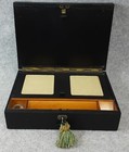 Writing Desk Slope Wood Leather Bound Box Working Lock & Key Vintage Antique