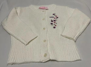 Vintage Izod Baby Mädchen Pullover Strickjacke elfenbein eng Strick Stickerei Logo 18M - Bild 1 von 3
