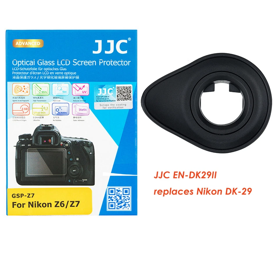 Протектор ЖК-дисплея закаленное стекло JJC + большие наглазники Ergo для Nikon Z6 Z7 Z6II Z7II - Изображение 1 из 4