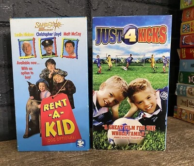 RENT A KID VHS + JUST 4 KICKS VHS Leslie Nielsen RARE OOP Tape Bundle Lot Teen - Image 1 of 4