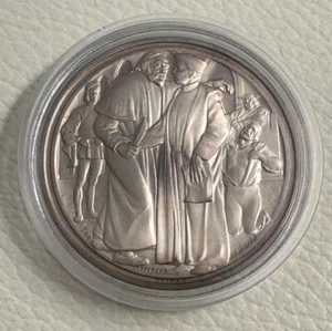 1973 UK Royal SHAKESPEARE Co. "TheMerchant of Venice" SILVER MEDAL - Picture 1 of 2