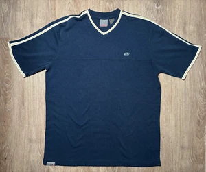 Vintage Y2K Quiksilver gestreiftes blaues schweres Herren-T-Shirt mit Ärmeln Large - Bild 1 von 5