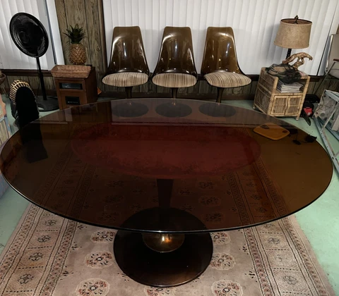 Mid Century Chromecraft Glass Top Table W/ Three Matching Chairs Cover
