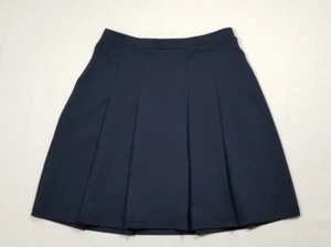 Lands' End Women Size 8 Navy Blue Ponte Pleated Skirt Above Knee Elastic Waist - Picture 1 of 7