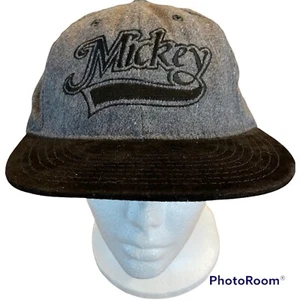 Gray and Black Disney Mickey Hat, Mickey's name embroidered on the front. Vtg - Picture 1 of 6