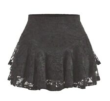 Romwe Punk Ruffle Hem Black Lace Skirt - Brand New Size XS