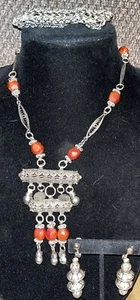 Vtg Tribal Kuchi Necklace Earrings And Bracelet Set - Picture 1 of 13