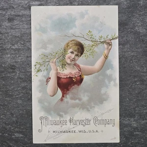 Milwaukee Harvester Company antiker Landmaschinenmäher viktorianische Sammelkarte - Bild 1 von 2