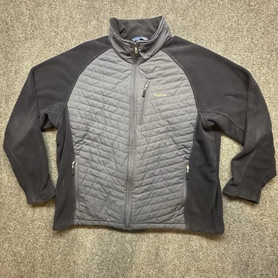 Reebok Men’s XL Quilted Front Fleece Jacket Full Zip Black Gray Hybrid Outdoor - Image 1 of 4