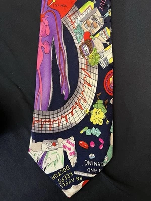 Corbata Nicole Miller Vintage 1991 Médico Médico 100% Seda Foto 1 de 4