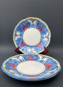 "2 platos de ensalada Solimene Vietri Campagna Italia blanco caballo azul 8-1/4""" - Imagen 1 de 11