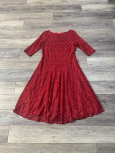 Signature by Sangria Kleid Gr. 14 rot Spitze gefüttert Urlaub Party Boho Weihnachten Fun - Bild 1 von 8