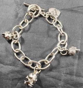 3171 Rock Rebel silberfarben Knebel Goth Totenköpfe Bettelarmband 7 Zoll - Bild 1 von 7