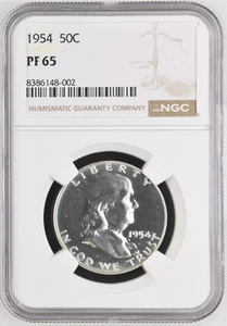 1954 PROOF FRANKLIN HALF DOLLAR 50C, NGC PF65 - Picture 1 of 4