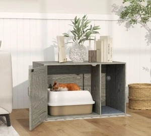 PawHut Boho Style Cat Litter Box Enclosure with Rattan Door, Scratching Mat - Picture 1 of 1