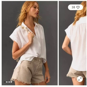 Citizens of Humanity Penny Short Sleeve Buttondown Blouse White Women's SIze S - Picture 1 of 5