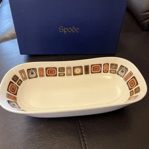 Spode - New Boxed - Bone China Oblong Dish with Retro Design 22cm L - Picture 1 of 7