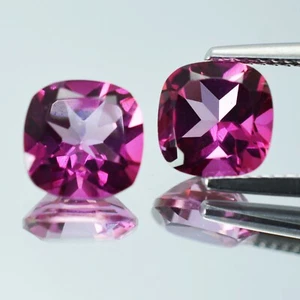 5.40Cts Genuine 100% Natural Pink Topaz 8mm Cushion Cut Matching Pair - Picture 1 of 4