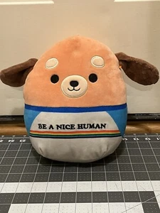 Squishmallow 8" Sam Be A Nice Human Dog Puppy Brown Kellytoy - Picture 1 of 3