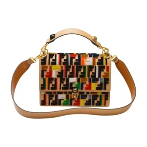 Fendi Fendi Zucca Canay Leather Fabric Handbag Brown 8BT283 Shoulder Bag 2WAY - Picture 1 of 18