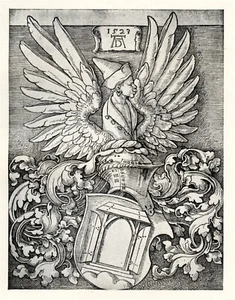 Albrecht Durer art print - DURER COAT OF ARMS - 1913 halftone - Picture 1 of 3