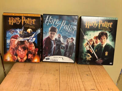 Harry Potter-Chamber of Secrets, Half Blood & Sorcerers Stone DVD Set -3 TESTED - Image 1 of 4