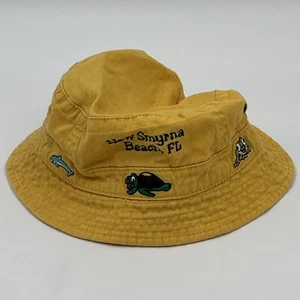 New Smyrna Beach Florida Bucket Hat - VTG Kids Size Large Yellow Cap EUC - Picture 1 of 10