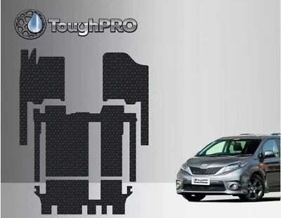 ToughPRO Floor Mats + 3rd Row Black For Toyota Sienna 8 Seater 2011-2020 - Image 1 of 4