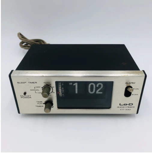 HITACHI lo-D ET-100 Digitale Timer Modello Allarme Flip Orologio Vintage Audio - Immagine 1 di 1