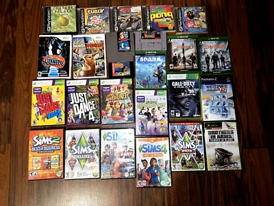 Wii XBOX One PS1 PS2 XBox 360 Sims 3 PC  NES SNES Caesars Palace 2000 GAME LOT - Image 1 of 4