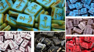15 (mm) CZECH GLASS FLAT CUSHION/RECTANGULAR SEA ANCHOR BEADS - 3PCS - Picture 1 of 8