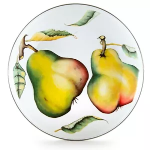 Golden Rabbit Enamelware Fresh Produce Pears 12.5" Charger Buffet Plate Set of 2 - Picture 1 of 1